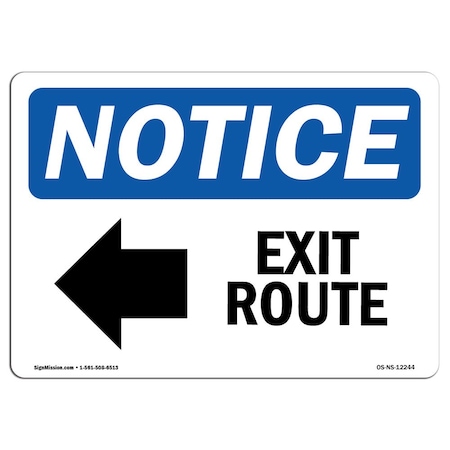 Signmission OSHA Sign, Exit Route With, 7in X 5in Decal, 5"W, 7" L, Landscape, Exit Route Sign With OS-NS-D-57-L-12244
